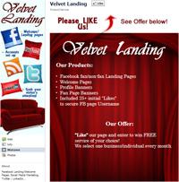 facebook landing page design - VelvetLanding.com, NJ